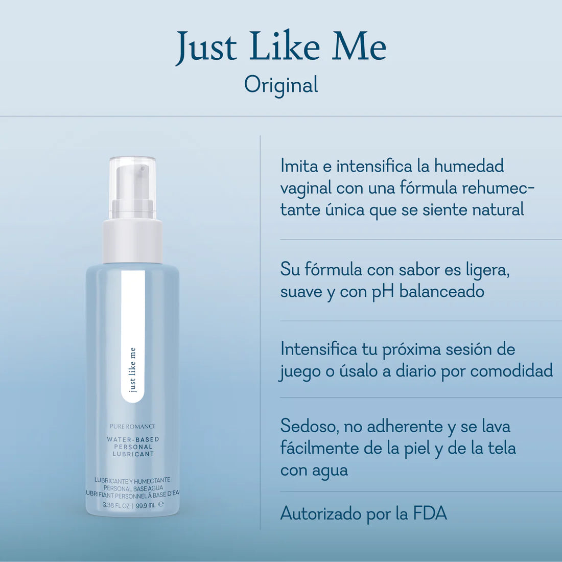 Lubricante a base de agua  Just Like Me - Original